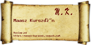 Maasz Kurszán névjegykártya